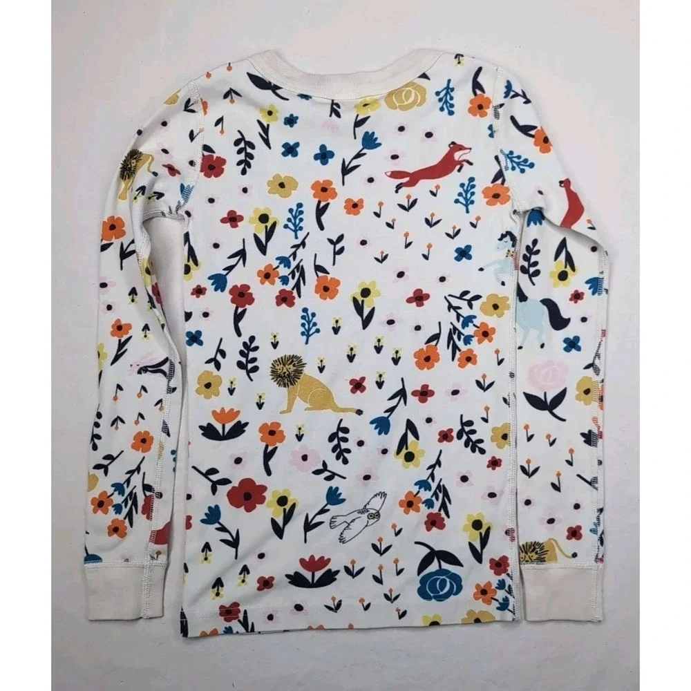 Hanna Andersson Kids 6/7 Floral Lion Owl Unicorn Pajamas TOP ONLY Organic Cotton
